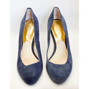 Michael Kors MK Flex Pump High Heels Navy Blue Suede Size 7.5